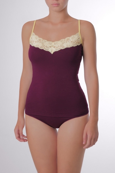 Бавовняний топ з мереживом на тонких бретелях 02-003 new