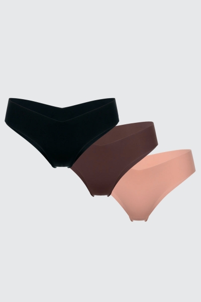Бесшовные трусики бразилиана SLZ26702011 (3 шт.) black/taupe/dark nude