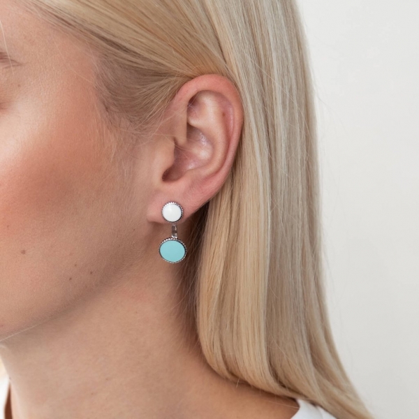 Срібні сережки з кольоровим камінням Oniks