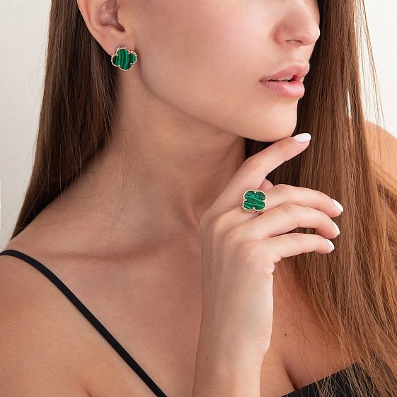 Сережки клевер золото Oniks