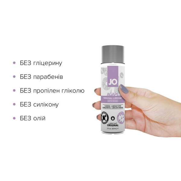 Лубрикант на водній основі System JO AGAPE - ORIGINAL (60 мл) без гліцерину, гліколю і парабенів