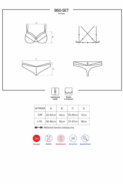 Кружевной комплект с декоративными бретелями 860-SET black