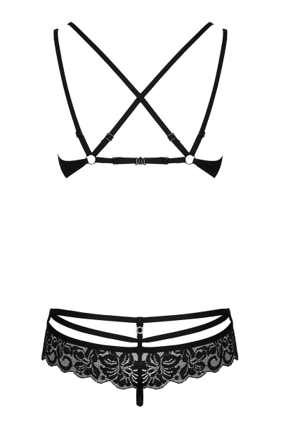 Кружевной комплект с декоративными бретелями 860-SET black