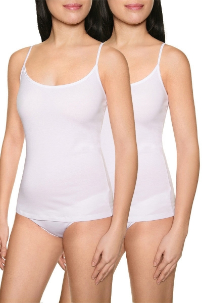 Набор хлопковых маек на тонких бретелях D00JJ Les Pockets white