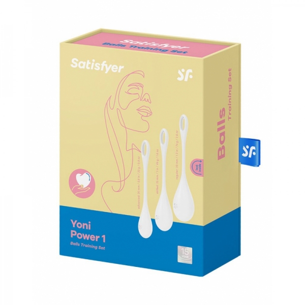 Набір йоні намистин Satisfyer Yoni Power 1 White, діаметр 2-2,5-3см, вага 22-46-74гр