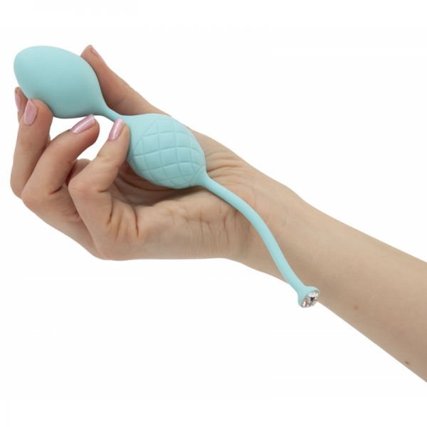 Розкішні вагінальні кульки PILLOW TALK - Frisky Teal з кристалом, діаметр 3,2см, вага 49-75гр Розкішні вагінальні кульки PILLOW TALK - Frisky Teal з кристалом, діаметр 3,2см, вага 49-75гр