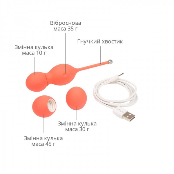 Смарт вагінальні кульки з вібрацією We-Vibe Bloom, діаметр 3,3 см, маса 45, 65, 80 г Смарт вагінальні кульки з вібрацією We-Vibe Bloom, діаметр 3,3 см, маса 45, 65, 80 г