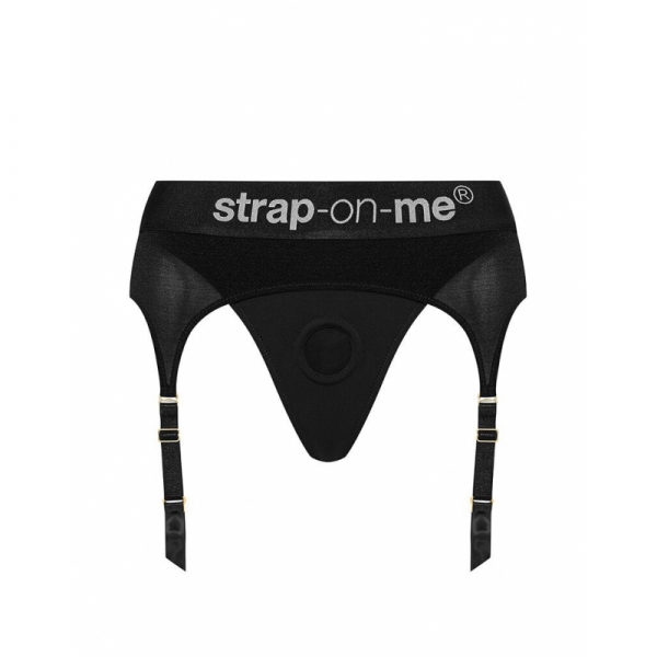 Труси для страпона з підв'язками для панчіх Strap-On-Me REBEL HARNESS - L