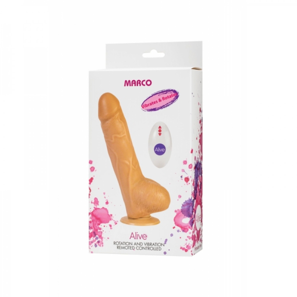 Фалоімітатор Alive Marco з вібрацією і ротацією, пульт ДУ, силікон, діаметр 4,2см Фалоімітатор Alive Marco з вібрацією і ротацією, пульт ДУ, силікон, діаметр 4,2см