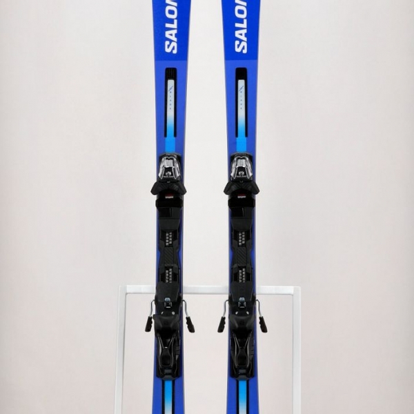 Лижі гірські Salomon S Race SL 10 + M12 GW блакитно-білі L47038200 16