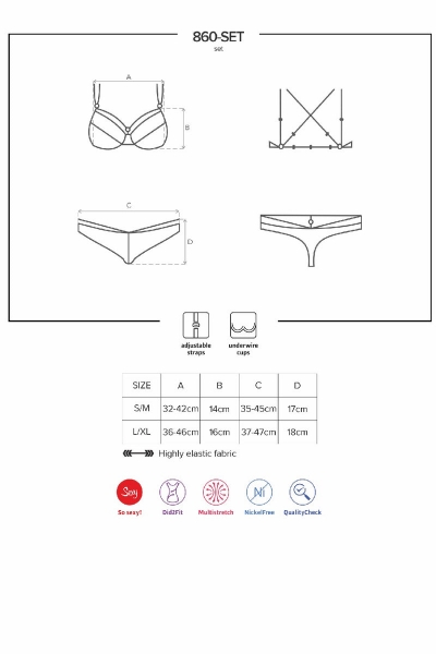 Кружевной комплект с декоративными бретелями 860-SET-2 white