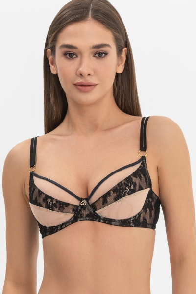 Мягкий бюстгальтер из микросетки Jakline L22010 black/beige