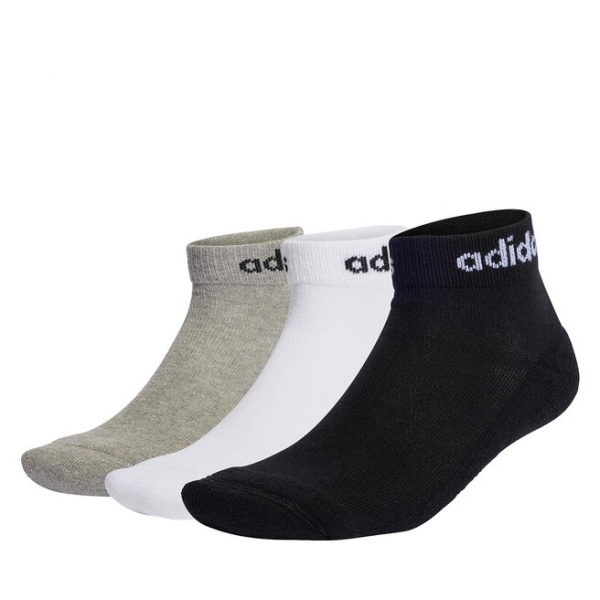 adidas Низькі шкарпетки unisex adidas Linear Ankle Socks Cushioned Socks 3 Pairs IC1304 medium grey heather/white/black