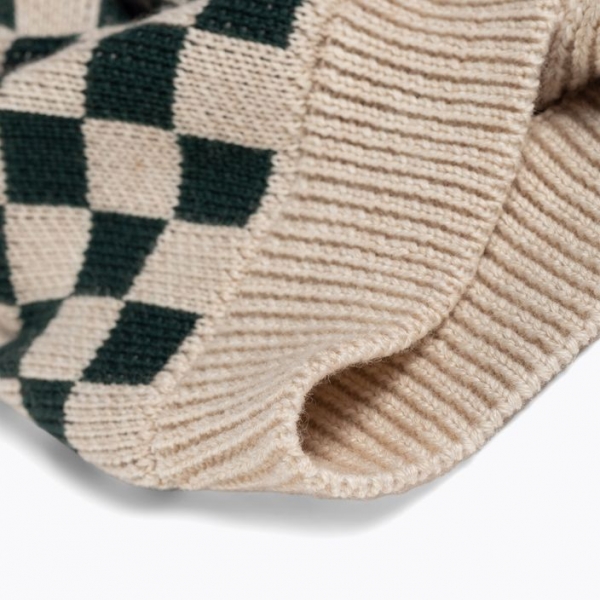 Шапка зимова дитяча KID STORY Merino green chessboard 4