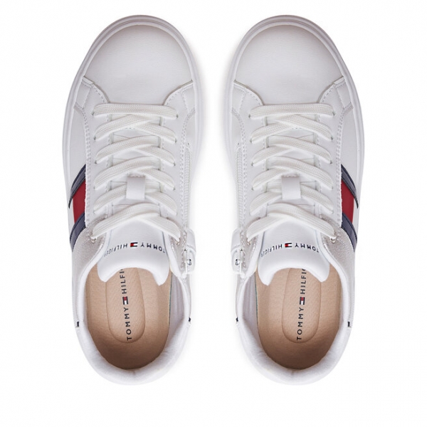 Tommy Hilfiger Снікерcи Tommy Hilfiger Flag Low Cut Lace-Up Sneaker T3A9-33201-1355 S White/Silver X025