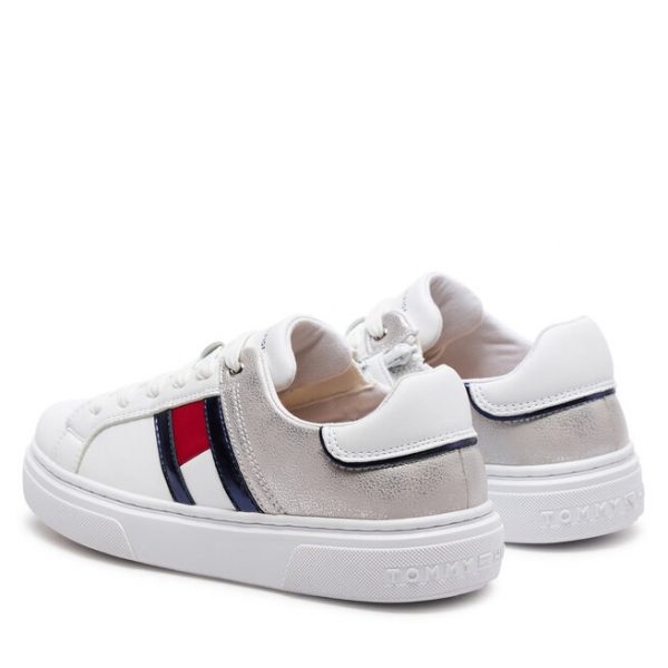 Tommy Hilfiger Снікерcи Tommy Hilfiger Flag Low Cut Lace-Up Sneaker T3A9-33201-1355 S White/Silver X025