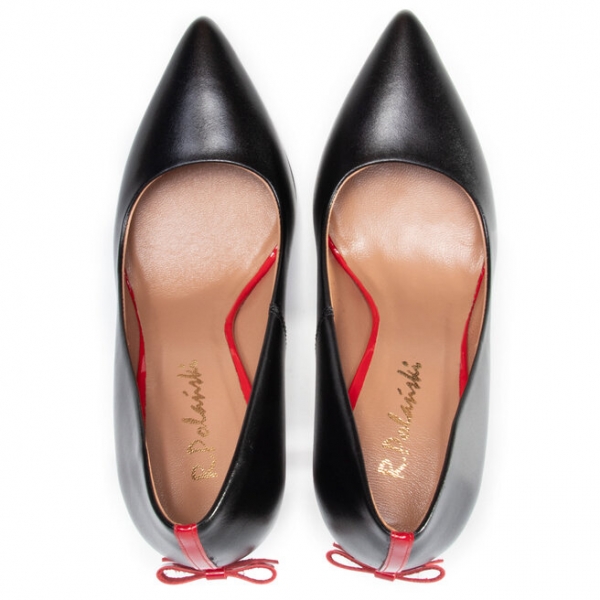 R.Polański Туфлі на шпильці R.Polański 1223 Czarny Lico Czerwony