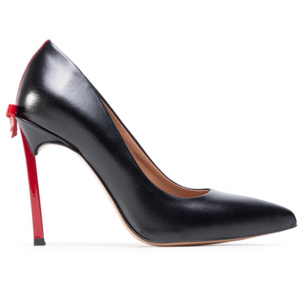 R.Polański Туфлі на шпильці R.Polański 1223 Czarny Lico Czerwony