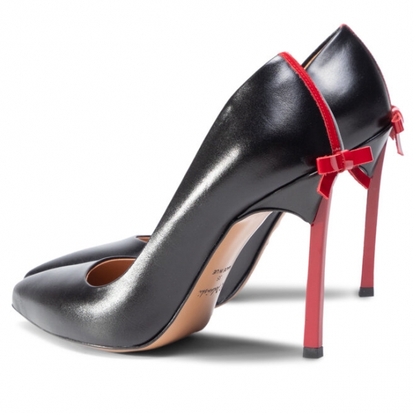 R.Polański Туфлі на шпильці R.Polański 1223 Czarny Lico Czerwony