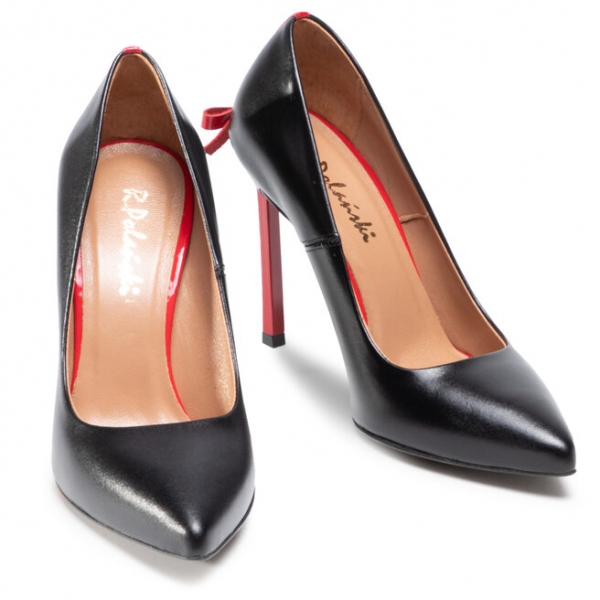 R.Polański Туфлі на шпильці R.Polański 1223 Czarny Lico Czerwony