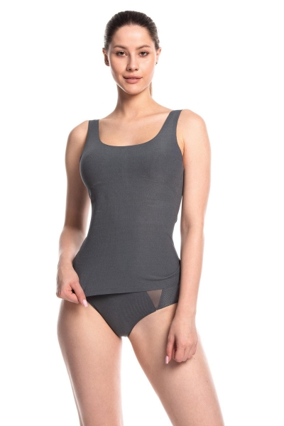 Бесшовная майка из микрофибры POL5021VE-03 melange