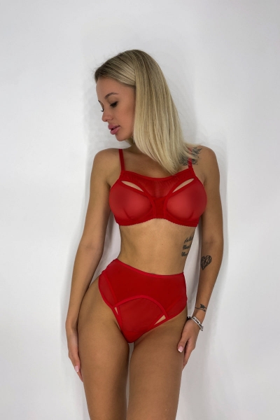 Комплект из микросетки со стрингами 10201910/20201910 Shame Red