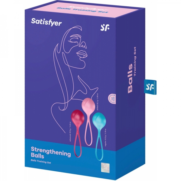 Вагінальні кульки Satisfyer Strengthening Balls (3шт), діаметр 3,8см, вага 62-82-98гр, монолітні Вагінальні кульки Satisfyer Strengthening Balls (3шт), діаметр 3,8см, вага 62-82-98гр, монолітні