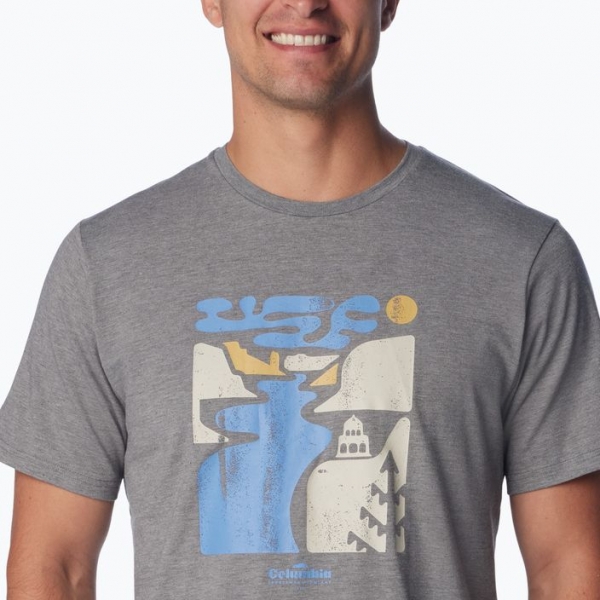 Футболка трекінгова чоловіча Columbia Sun Trek Short city grey heather/simple gorge 5