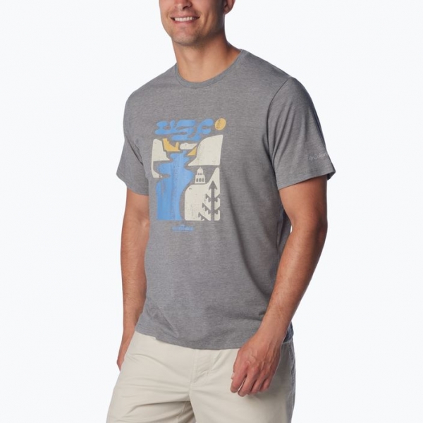 Футболка трекінгова чоловіча Columbia Sun Trek Short city grey heather/simple gorge 2