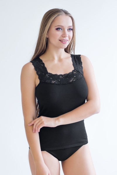 Бавовняна майка з мереживними бретелями 02-031 Caroline