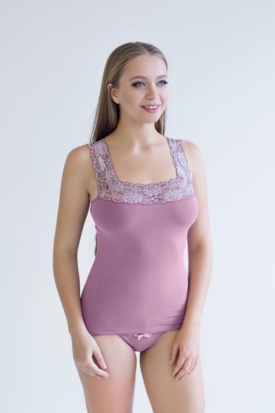 Бавовняна майка з мереживними бретелями 02-031 Caroline