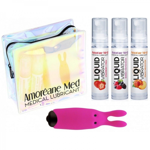 Набір з 3-х смаків стимулюючого лубриканта Amoreane Med (3х10мл) і вібропулі Adrien Lastic Pink Набір з 3-х смаків стимулюючого лубриканта Amoreane Med (3х10мл) і вібропулі Adrien Lastic Pink