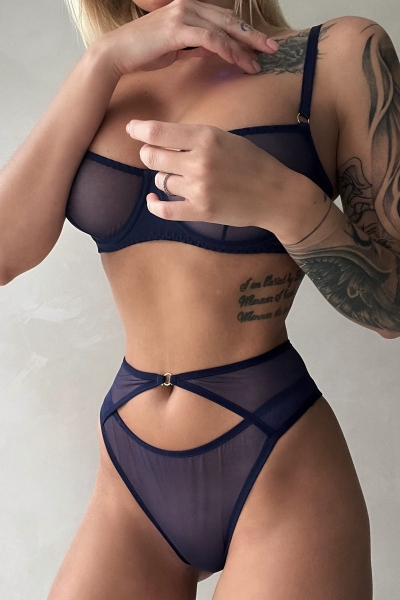 Высокие трусики бразилиана 24206114 Basic blue