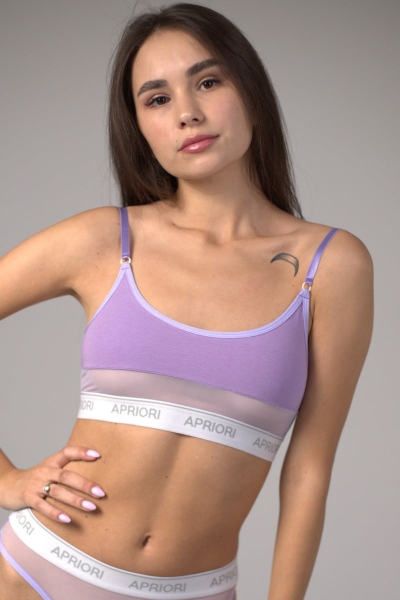 Бавовняний топ з сіткою AU-200113 lilac0