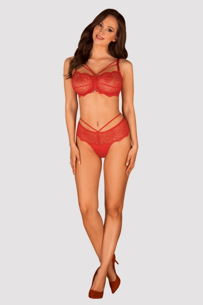 Эротический комплект с декоративными ремешками Loventy red