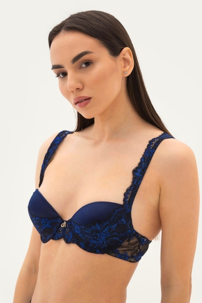 Кружевной бюстгальтер пуш-ап Irris L23016 black/blue