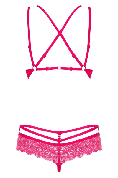 Кружевной комплект с декоративными бретелями 860-SET pink