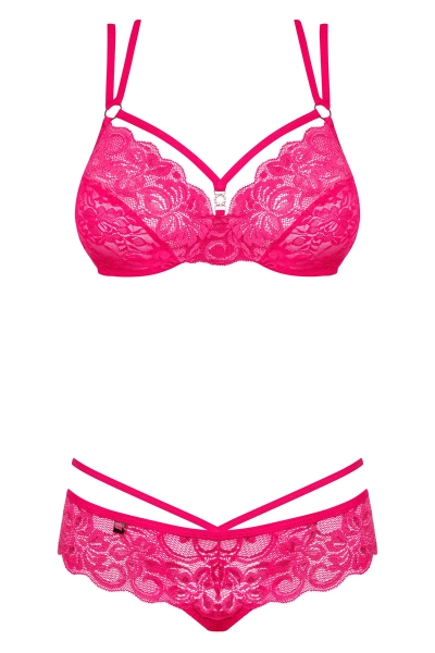 Мереживний комплект з декоративними бретелями 860-SET pink