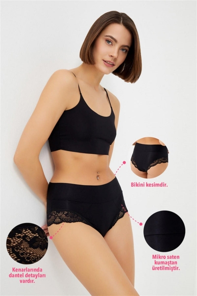 Трусики слип из микросатина CH6117 black