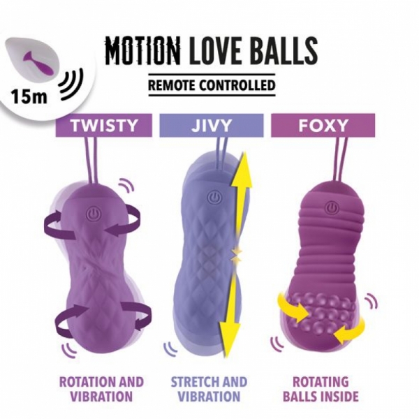 Вагінальні кульки з масажем і вібрацією FeelzToys Motion Love Balls Jivy з пультом дистанційного керування, 7 режимів Вагінальні кульки з масажем і вібрацією FeelzToys Motion Love Balls Jivy з пультом дистанційного керування, 7 режимів